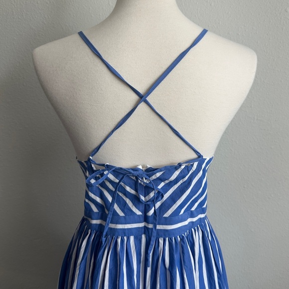 J. Crew Blue & White Striped Maxi Dress | Size 14 | 100% Cotton | Like New - Picture 6 of 10